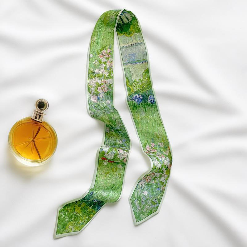 Silk Neck Scarf - Prints Long Hairband Skinny Neckerchief Women
